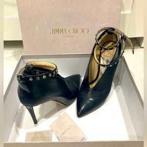 Jimmy Choo Lark Black Bootie Heels 37.5